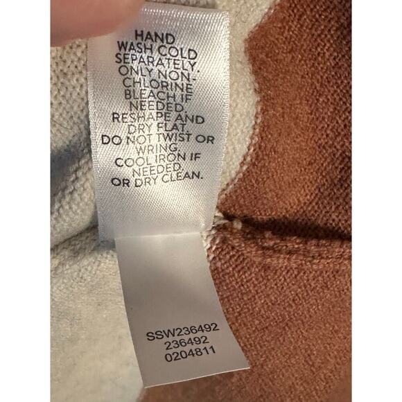 J Jill Sz Large Long Button Front Color Block Cardigan Sweater Neutral Lagenlook - Picture 5 of 8